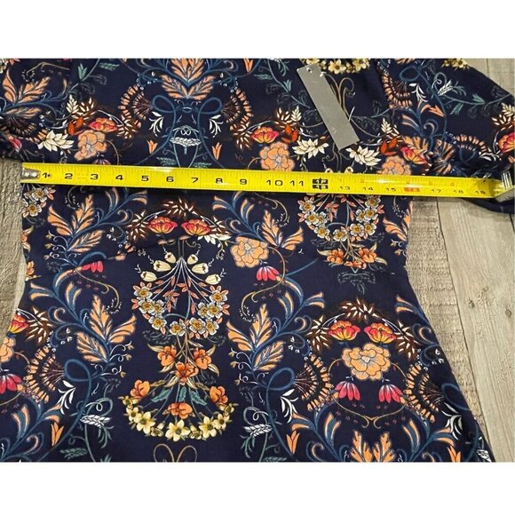 I.Madeline Garden Splendor Navy Blue Flora | Long Sleeve Midi Dress Sz: Small - Picture 10 of 16